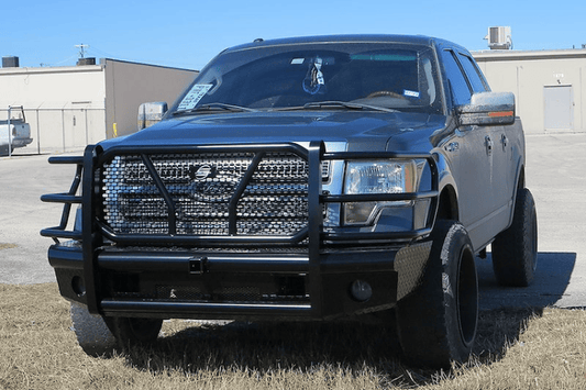 Steelcraft HD front bumper replacement installed on a Ford F-150, featuring a rugged truck front bumper design with grille guard
