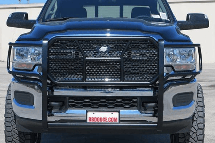 Steelcraft HD grille guard 50-2280C for 2019–2026 Ram 2500/3500, heavy-duty steel truck grille guard for rugged front-end protection.
