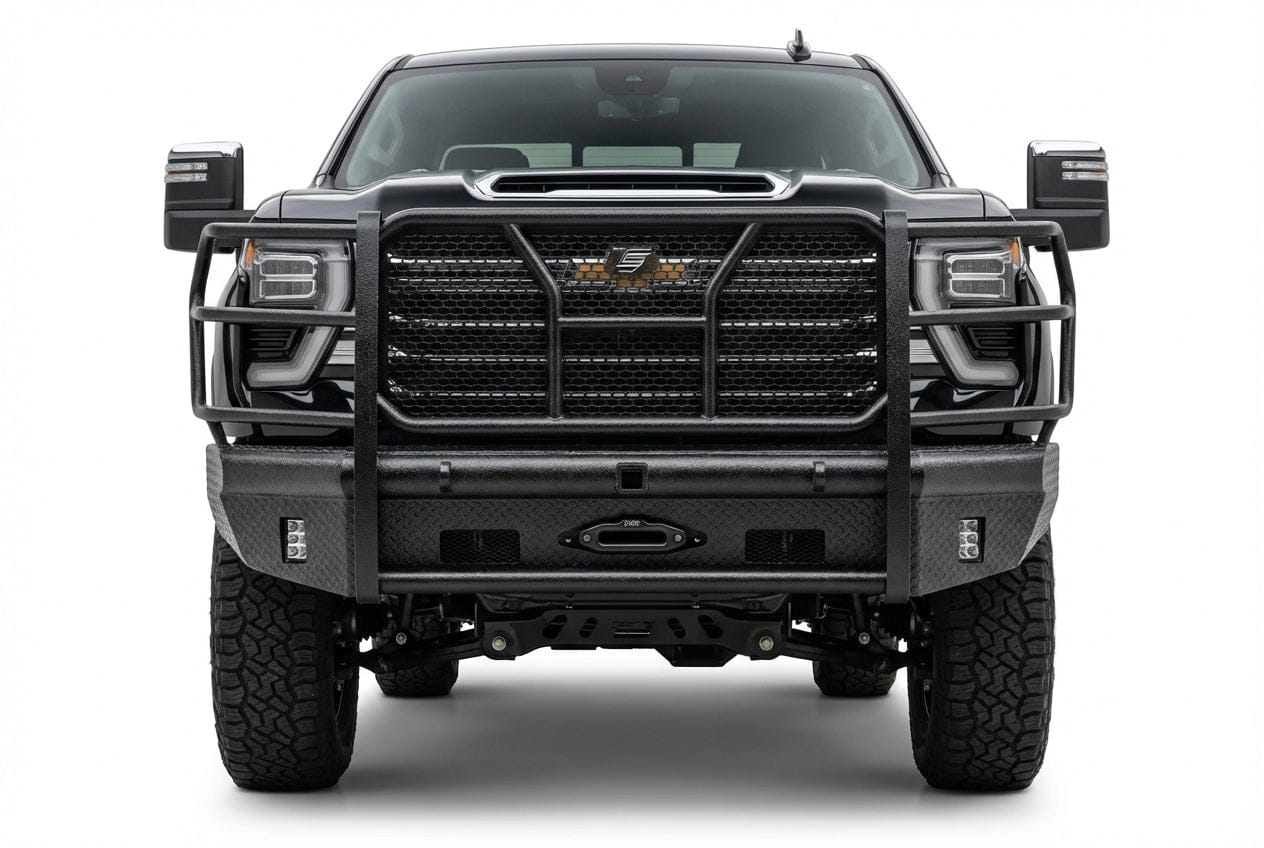 Steelcraft HD winch front bumper HD10444RCW installed on 2024–2026 Chevy Silverado 2500/3500 truck
