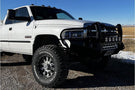 Throttle Down Kustoms Hurricane Front Bumper for 1994-2024 Dodge Ram 4500/5500, Heavy-duty Steel with Bull Bar Design.