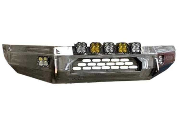 Throttle Down Kustoms Hurricane Front Bumper for 1994-2024 Dodge Ram 4500/5500, Heavy-duty Steel with Bull Bar Design.