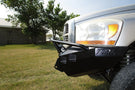 Throttle Down Kustoms Hurricane Front Bumper for 1994-2024 Dodge Ram 4500/5500, Heavy-duty Steel with Bull Bar Design.