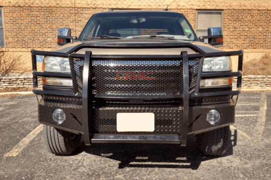 Thunder Struck Tread Elite Front Bumper Replacement GHD03-200 with grille guard, deer guard, for 2003–2007 GMC Sierra 2500HD/3500, best grille guard for trucks.