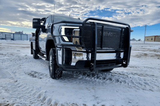 Thunder Struck grille guard GHD24-100 for 2024+ GMC Sierra 2500HD/3500HD, providing durable front-end protection.