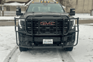 Thunder Struck heavy-duty grille guard GHD24-100CA for 2024+ GMC Sierra 2500HD/3500HD, compatible with camera for enhanced protection.