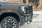 Thunder Struck heavy-duty grille guard GHD24-100CA for 2024+ GMC Sierra 2500HD/3500HD, compatible with camera for enhanced protection.