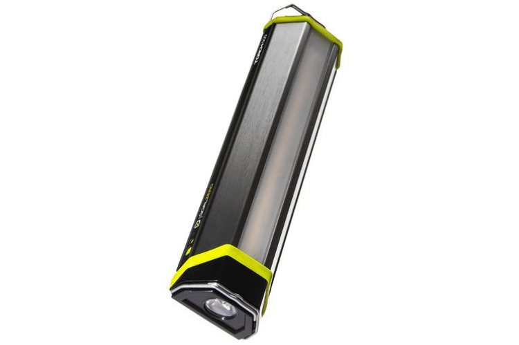 Portable flashlight with a black and yellow design
