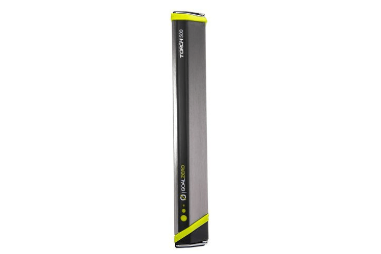 Portable flashlight with a black and yellow design