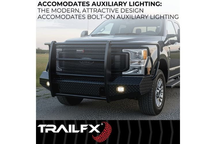 TrailFX front full replacement bumper FX3022A for 2015-2019 GMC Sierra 2500HD/3500HD durable black truck bumper protection