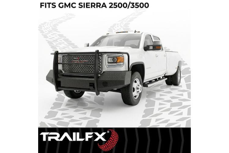 TrailFX front full replacement bumper FX3022A for 2015-2019 GMC Sierra 2500HD/3500HD durable black truck bumper protection