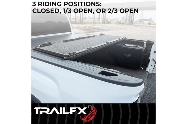 TrailFX HF3 Pro hard folding tonneau cover TFX1712 for 2019-2026 Chevy Silverado 1500 5.7 bed durable tri fold tonneau cover.