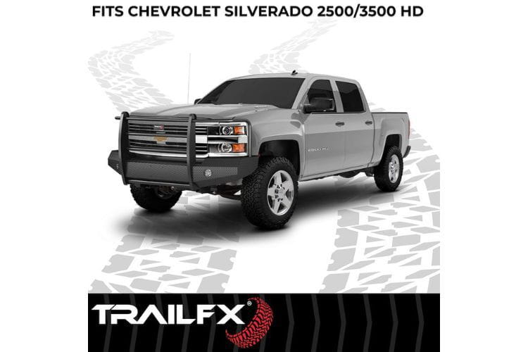 TrailFX front full replacement bumper FX3021A for 2015-2019 Chevy Silverado 2500HD/3500HD durable TrailFX bumper black finish