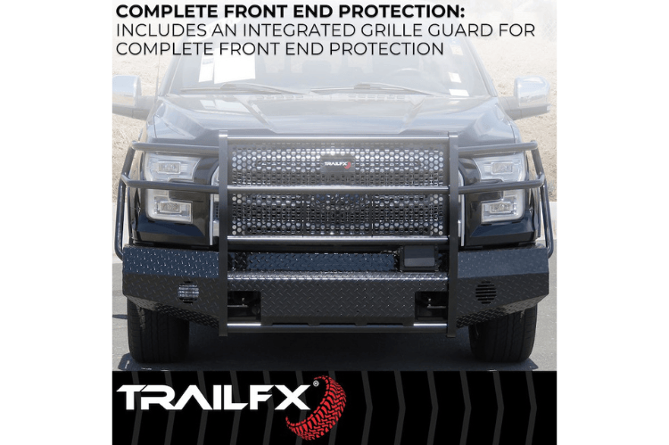 TrailFX full replacement front bumper FX3002A for 2005–2007 Ford F250/F350 Super Duty, heavy-duty steel truck bumper for front protection.