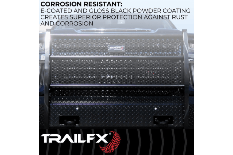TrailFX full replacement front bumper FX3002A for 2005–2007 Ford F250/F350 Super Duty, heavy-duty steel truck bumper for front protection.