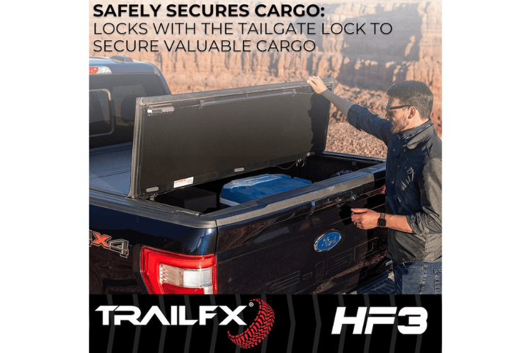 TrailFX HF3 hard tri fold tonneau cover TFX8005 for 2019-2026 Chevy Silverado 1500 5.8 bed durable tri fold tonneau cover.