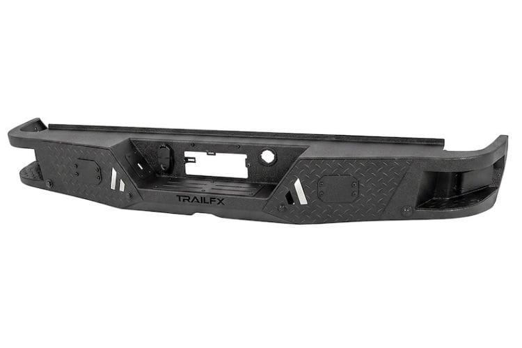 TrailFX rear bumper RLDB009TI for 2019-2026 Chevy Silverado 1500 durable light duty steel truck rear bumper black finish