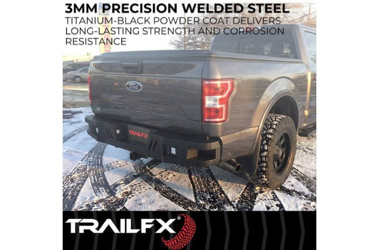 TrailFX rear bumper RLDB009TI for 2019-2026 Chevy Silverado 1500 durable light duty steel truck rear bumper black finish