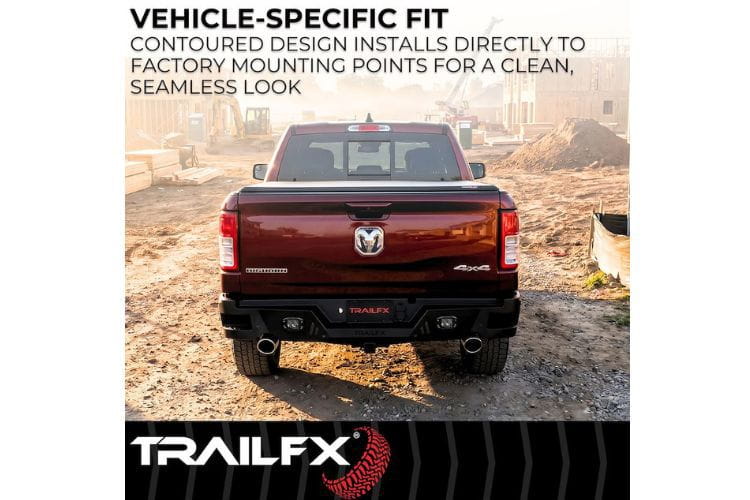 TrailFX rear bumper RLDB009TI for 2019-2026 Chevy Silverado 1500 durable light duty steel truck rear bumper black finish