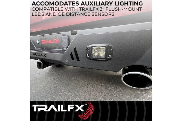 TrailFX rear bumper RLDB009TI for 2019-2026 Chevy Silverado 1500 durable light duty steel truck rear bumper black finish