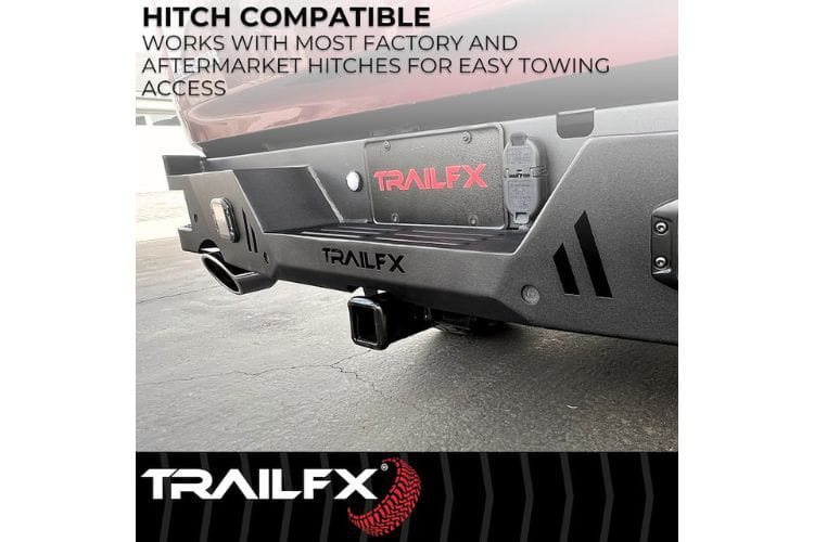TrailFX rear bumper RLDB009TI for 2019-2026 Chevy Silverado 1500 durable light duty steel truck rear bumper black finish