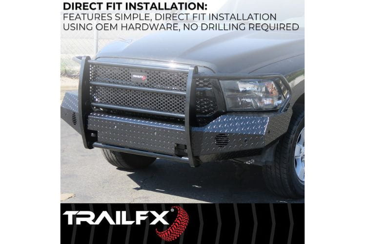 TrailFX front full replacement bumper FX3000A for 2011-2016 Ford F450/F550 Super Duty durable replacement front bumper black