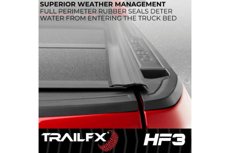 TrailFX HF3 hard tri fold tonneau cover TFX8005 for 2019-2026 GMC Sierra 1500 5.8 bed durable tri fold tonneau cover.