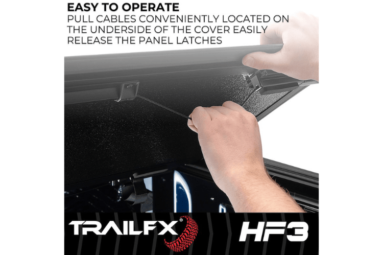TrailFX HF3 hard tri fold tonneau cover TFX8005 for 2019-2026 GMC Sierra 1500 5.8 bed durable tri fold tonneau cover.