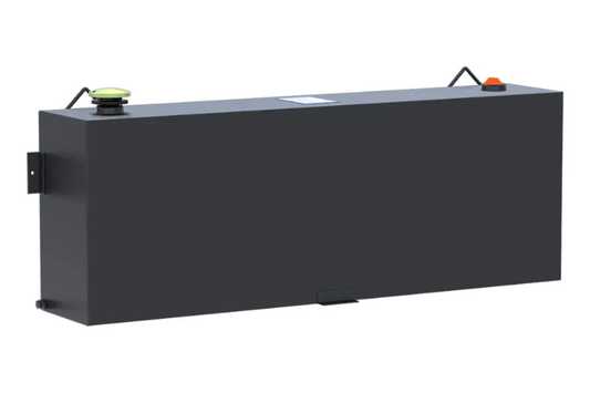 UWS Matte Black Steel Transfer Tank ST-45-R-MB, 45-Gallon capacity for 1999-2014 Chevy Silverado 2500/3500 – Durable, rectangular tank for hardworking trucks.