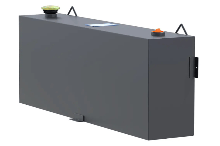 UWS Matte Black Steel Transfer Tank ST-45-R-MB, 45-Gallon capacity for 1999-2014 GMC Sierra 2500/3500 – Durable, rectangular tank for hardworking trucks.