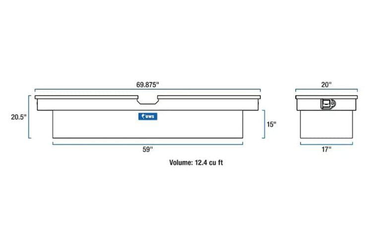 UWS TBD-69 GMC Sierra 2500HD/3500HD 1999-2023 69" Deep Gull Wing Crossover Truck Tool Box Bright Aluminum