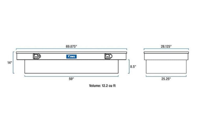 UWS TBS-69-LBTA GMC Sierra 2500HD/3500HD 1999-2023 69" Extra-Wide Crossover Truck Tool Box Bright Aluminum