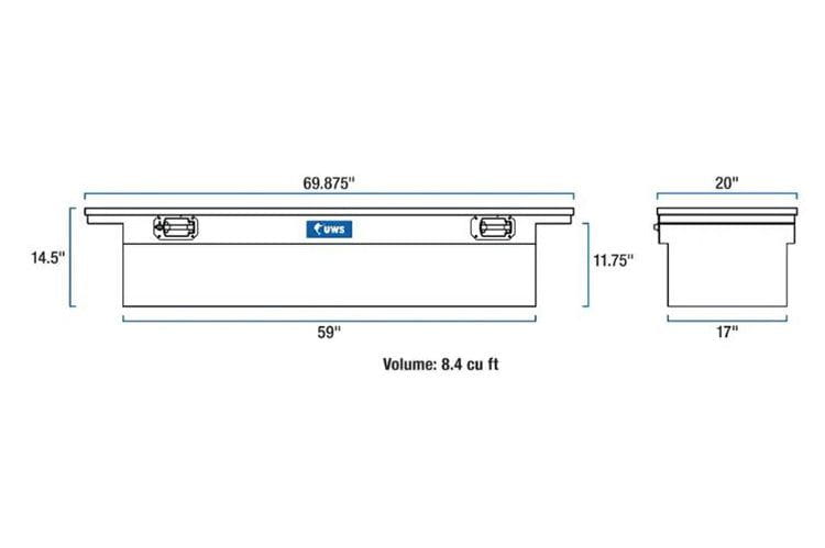 UWS TBS-69-LP-PH GMC Sierra 2500HD/3500HD 1999-2023 69" Aluminum Pull Handles Truck Tool Box with Low Profile