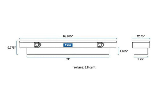 UWS TBS-69-SL-BLK Chevy Silverado 2500HD/3500HD 1999-2023 69" Aluminum Slim-Line Crossover Truck Tool Box Gloss Black