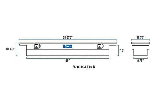 UWS TBS-69-SL-LP-B Chevy Silverado 2500HD/3500HD 1999-2023 69" Aluminum Slim Truck Tool Box with Low Profile Gloss Black