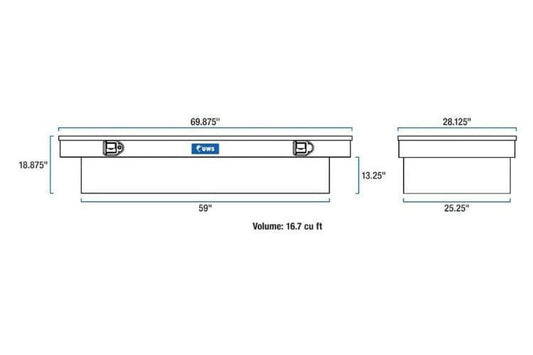 UWS TBSD-69-LBTA Chevy Silverado 2500HD/3500HD 1999-2023 69" Deep Extra-Wide Crossover Truck Tool Box Bright Aluminum