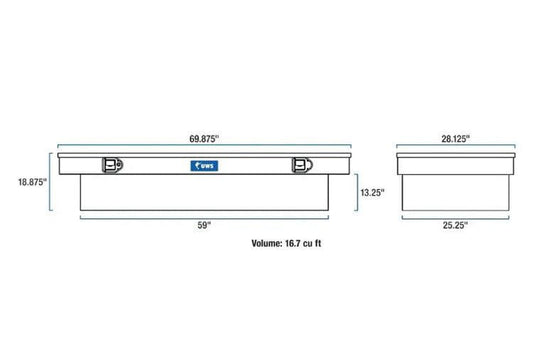 UWS TBSD-69-LBTA-B GMC Sierra 2500HD/3500HD 1999-2023 69" Aluminum Deep Extra-Wide Crossover Truck Tool Box Gloss Black