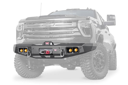 Warn Ascent winch-ready front bumper for Chevy Silverado 2500HD.