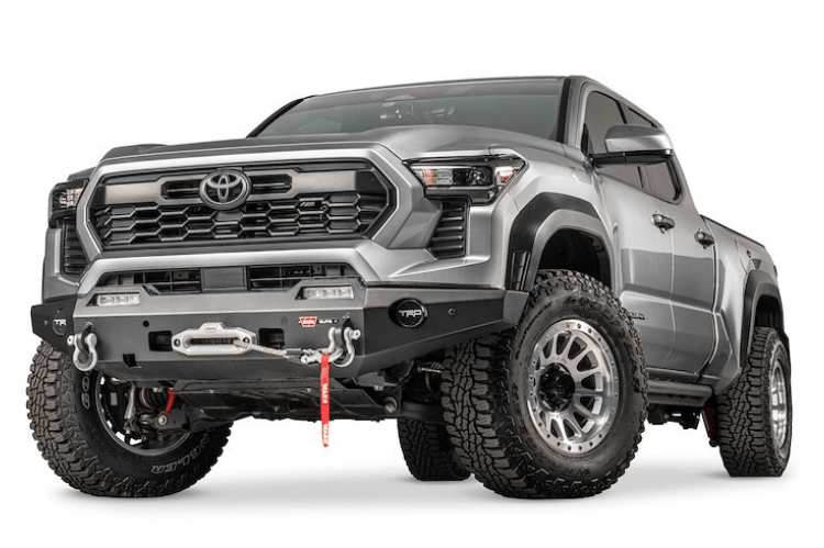 Warn Elite front bumper 111169 for 2024–2026 Toyota Tacoma, heavy-duty steel winch bumper for rugged truck protection.