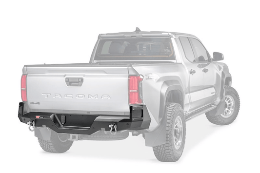 Warn Elite rear bumper 111170 for 2024–2026 Toyota Tacoma, heavy-duty steel bumper for rear-end protection and style.