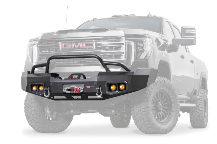 Warn 110945 Ascent Prerunner Bumper for 2024-2025 GMC Sierra 2500HD/3500HD – heavy-duty, winch-ready front bumper replacement