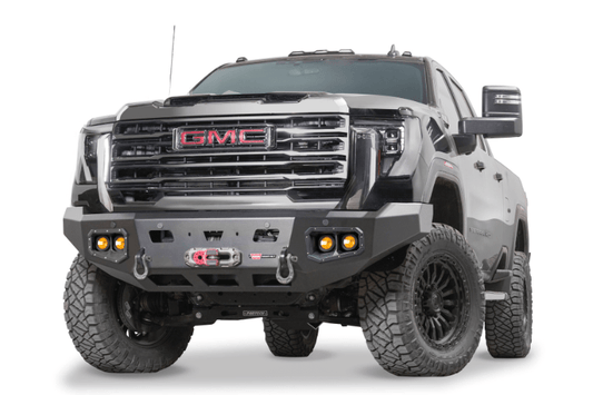 Warn 111073 aftermarket front bumper for GMC Sierra 2500HD/3500HD – HD winch bumper with no grille guard