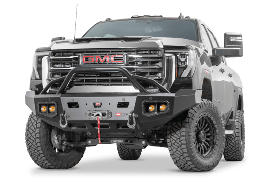 Warn 111075 Ascent HD prerunner aftermarket front bumper for 2024–2025 GMC Sierra 2500HD/3500HD – heavy duty winch bumper for front end replacement