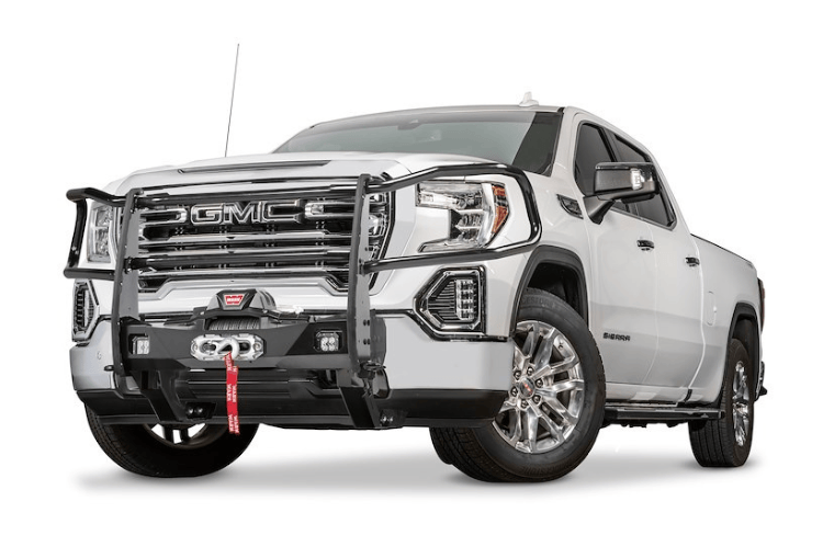 Warn grille guard with headlight guards 108226 installed on 2020–2026 GMC Sierra 1500