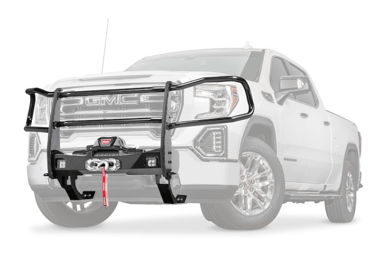 Warn grille guard with headlight guards 108226 installed on 2020–2026 GMC Sierra 1500