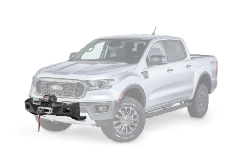 Warn winch carrier kit Trans4mer Gen III mid frame 107650 for 2019–2023 Ford Ranger, designed for secure winch mounting and heavy-duty use.