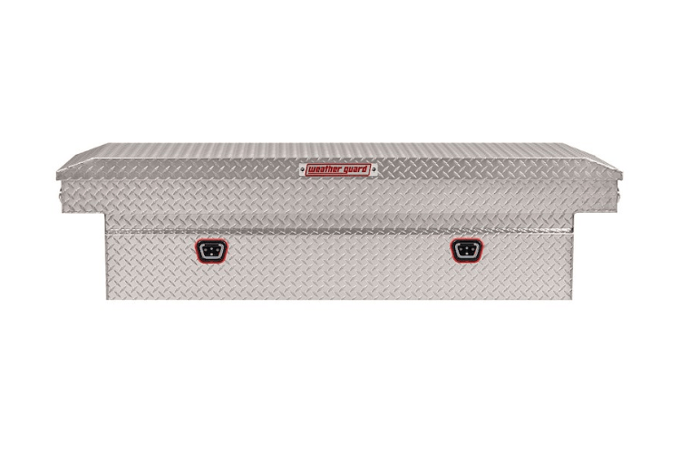 Weather Guard saddle box 127-0-04 on 2018-2026 Chevy Silverado 1500, durable aluminum tool box for secure storage