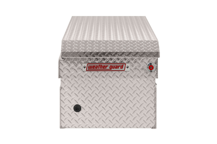 Weather Guard saddle box 127-0-04 on 2018-2026 Chevy Silverado 1500, durable aluminum tool box for secure storage