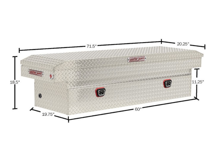 Weather Guard saddle box 127-0-04 on 2018-2026 Chevy Silverado 1500, durable aluminum tool box for secure storage