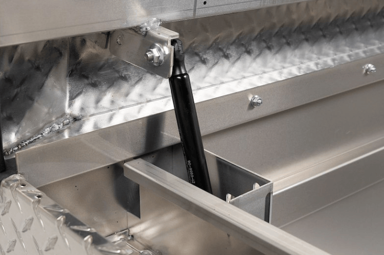 Weather Guard saddle box 127-0-04 on 2018-2026 Chevy Silverado 1500, durable aluminum tool box for secure storage