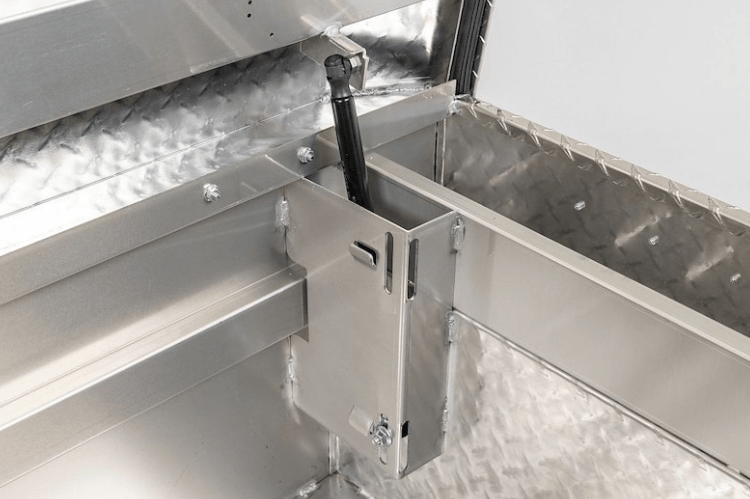 Weather Guard saddle box 127-0-04 on 2018-2026 Chevy Silverado 1500, durable aluminum tool box for secure storage